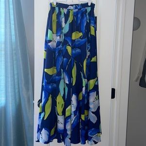 Navy Blue Printed Maxi Skirt